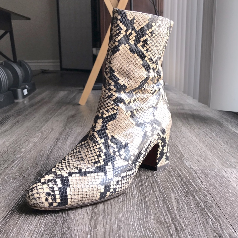Leather Snake Print Boots